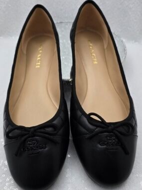Coach Allyson Quilted Leather Classic Black Ballet Flats Women's 10